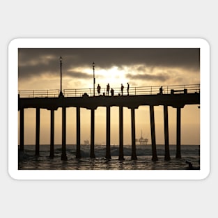 Huntington Beach Pier and Oil Rigs Sticker